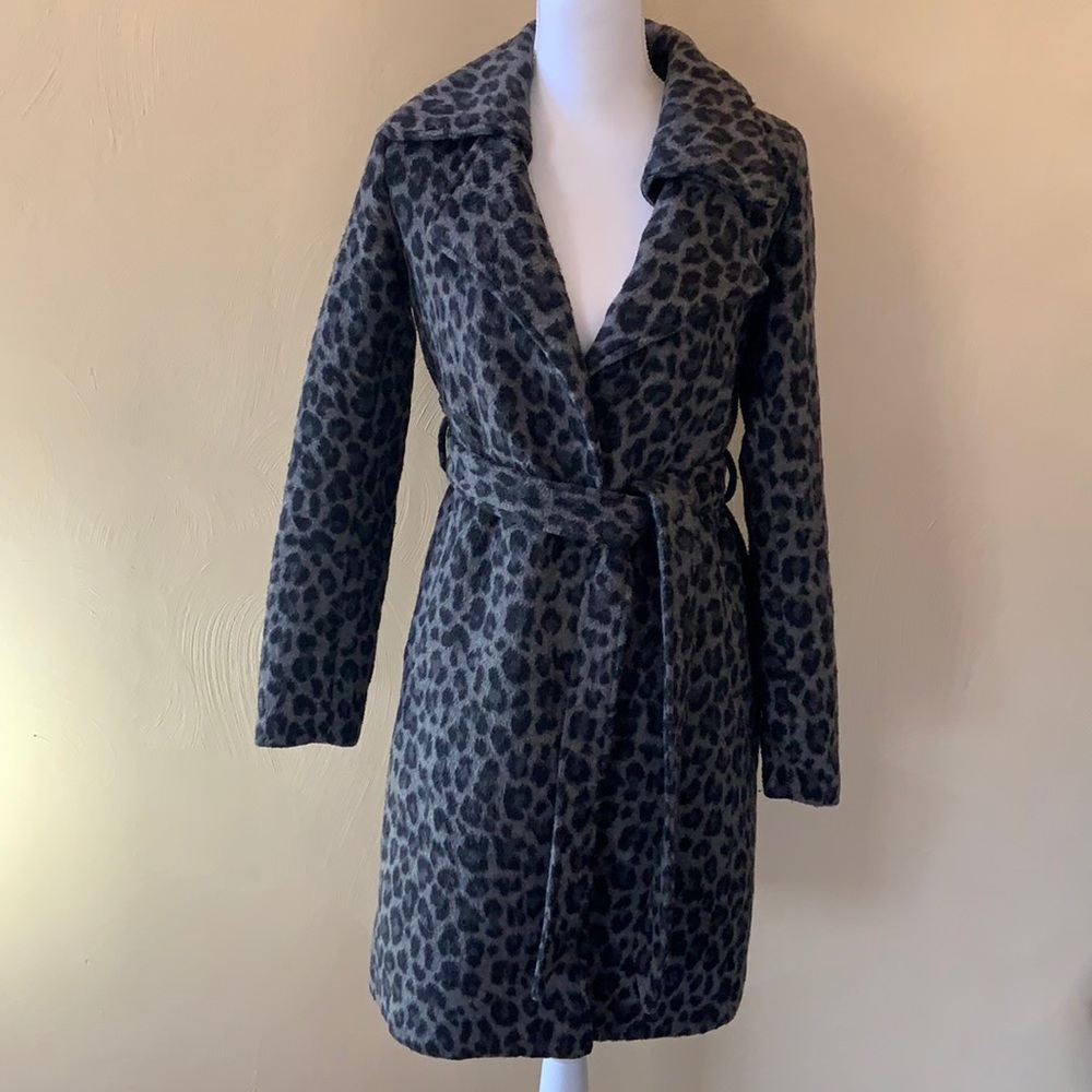 a new day Black and Gray Animal Print Teddy Jacket
